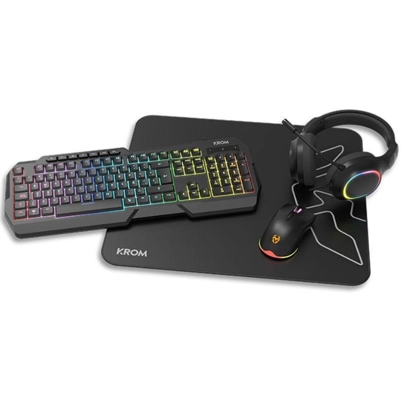 Comprar Pack Gaming KROM Kenta/ Teclado RGB + Ratón + Alfombrilla + Auriculares - Ganga Electrónica