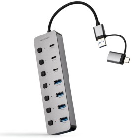 Comprar Hub USB + USB Tipo-C Nanocable 10.16.4510/ 4xUSB/ 3xUSB Tipo-C/ 1xUSB Tipo-C PD/ Gris - Ganga Electrónica