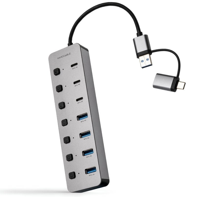 Comprar Hub USB + USB Tipo-C Nanocable 10.16.4510/ 4xUSB/ 3xUSB Tipo-C/ 1xUSB Tipo-C PD/ Gris - Ganga Electrónica