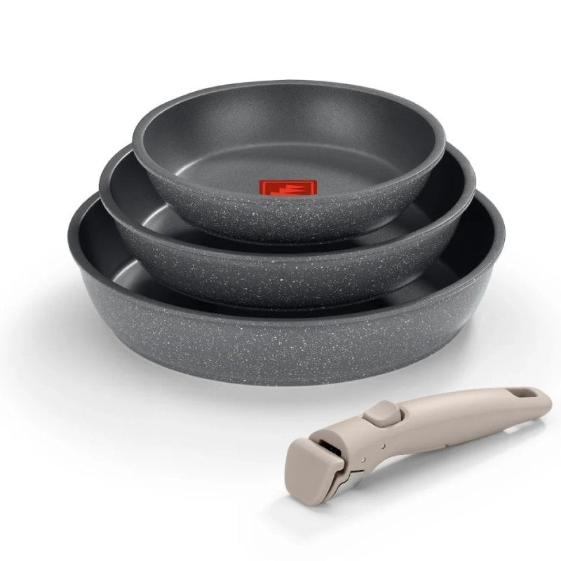 Comprar Pack 3 Sartenes + Mango extraíble Monix One Click Pietra M831303/ Ø20cm/ Ø24cm/ Ø26cm/ Aluminio forjado/ Apta para Induc