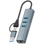 Comprar Hub USB + USB Tipo-C 3.2 Aisens A109-1033/ 3xUSB/ 1xRJ45/ Gris - Ganga Electrónica