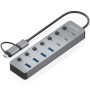 Comprar Hub USB Tipo-C + USB 3.1 Aisens ASUC-8P043-GR/ 4xUSB/ 3xUSB Tipo-C/ 1xUSB Tipo-C PD/ Gris - Ganga Electrónica