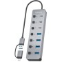Comprar Hub USB Tipo-C + USB 3.1 Aisens ASUC-8P043-GR/ 4xUSB/ 3xUSB Tipo-C/ 1xUSB Tipo-C PD/ Gris - Ganga Electrónica