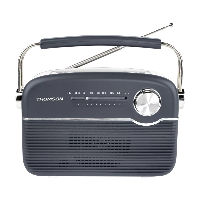 Comprar Thomson Retro FM Radio With BT Speaker SOLAR-POWERED OR USB-C Charging Grey/white RTS450BTG - Ganga Electrónica