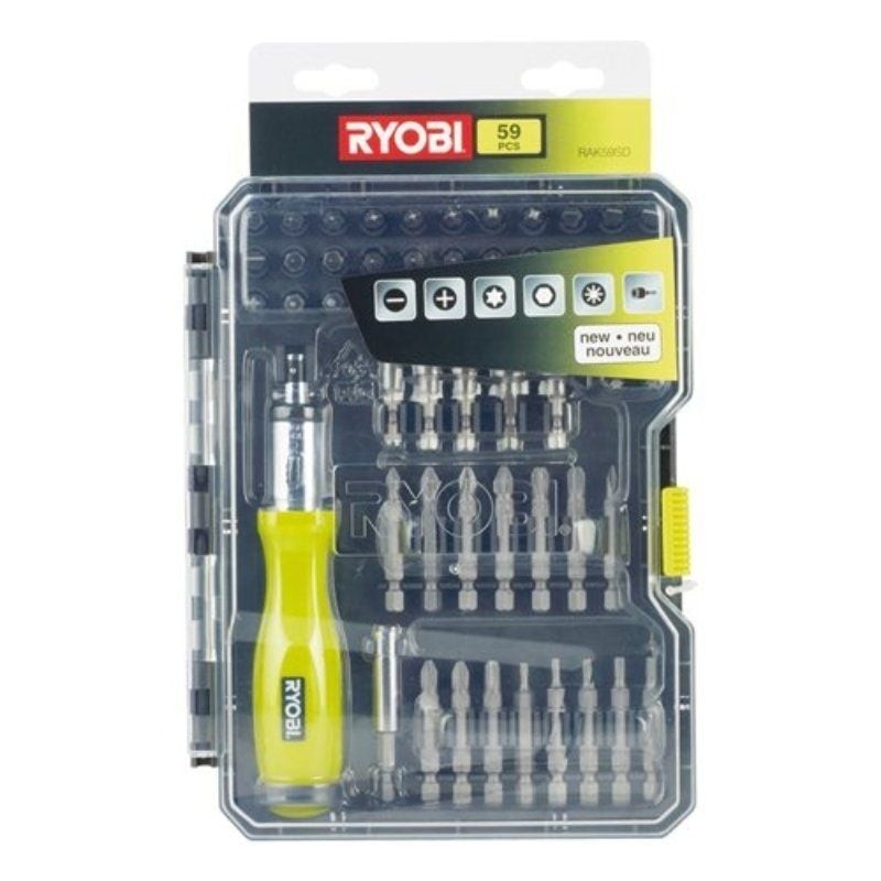 Comprar Estuche de 59 Puntas para Atornillar Ryobi RAK59SD / Incluye Destornillador - Ganga Electrónica