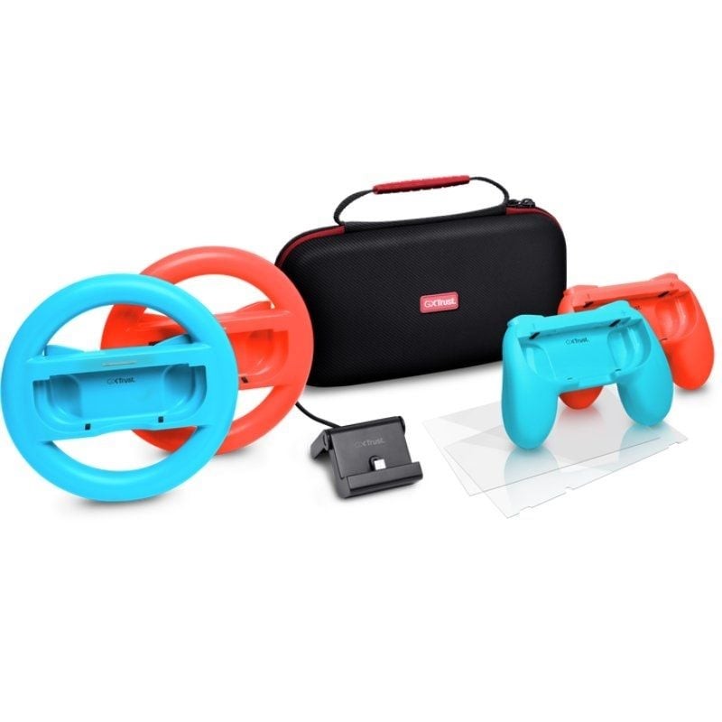 Comprar Pack Gaming Trust Gaming GXT 1249/ Estuche rígido + 2 Joy-Con + 2 Volantes + Cristal Templado para Switch + Soporte de C