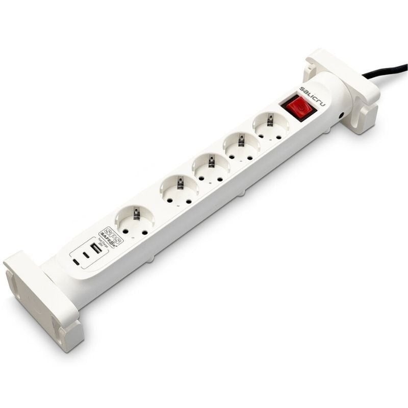 Comprar Regleta con interruptor Salicru SAFE 5S+/ 4 Tomas de corriente/ 1 Master/ 2 USB Tipo-C/ 1 USB/ Cable 1.4m/ Blanca - Gang