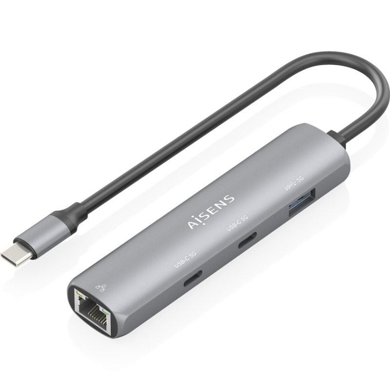 Comprar Hub USB Tipo-C Aisens ASUC-4P040-GR/ 2xUSB Tipo-C/ 1xUSB/ 1xRJ45/ Gris - Ganga Electrónica