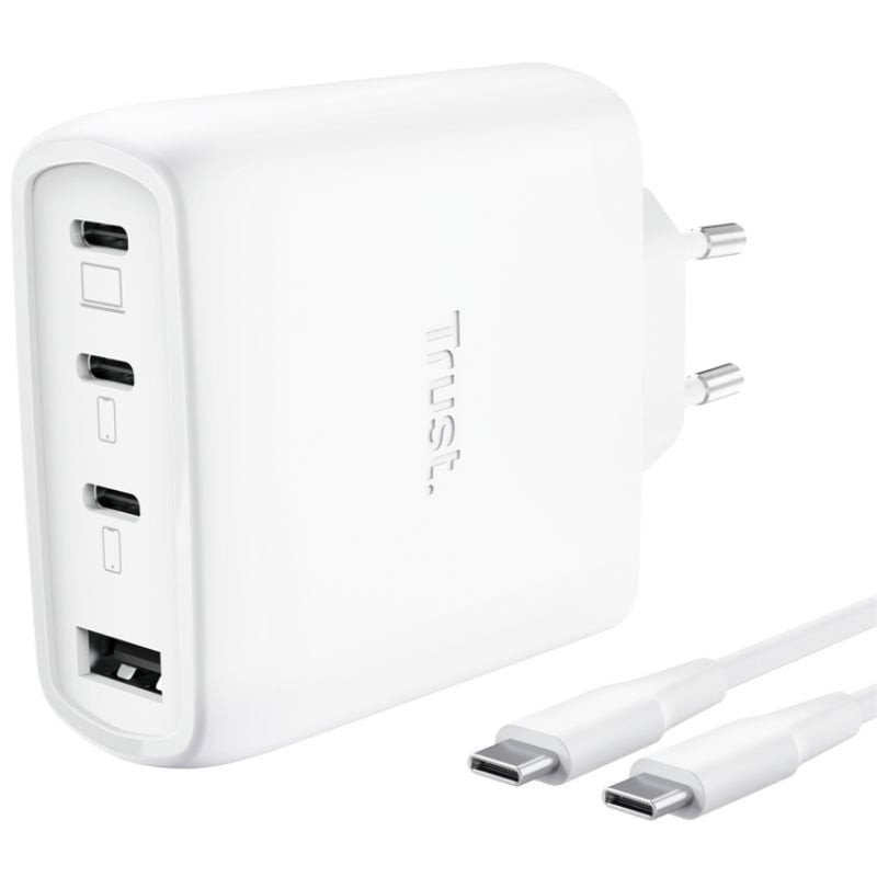 Comprar Cargador de Pared GaN Trust Maxo 65W 26068/ 3xUSB Tipo-C/ 1xUSB/ Incluye Cable USB Tipo-C/ 65W - Ganga Electrónica