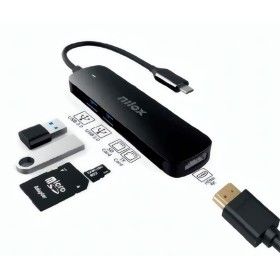 Comprar Nilox NXDSUSBC05 Negro - Adaptador USB-C 5 en 1, hdmi, USB 3.2 GEN1, sd/tf - Ganga Electrónica