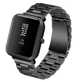 Comprar Correa Universal Metal Eslabones 20mm Para Smartwatch Xiaomi/Amazfit/Samsung/Huawei/Realme/Ticwatch (Negro) - Ganga Elec