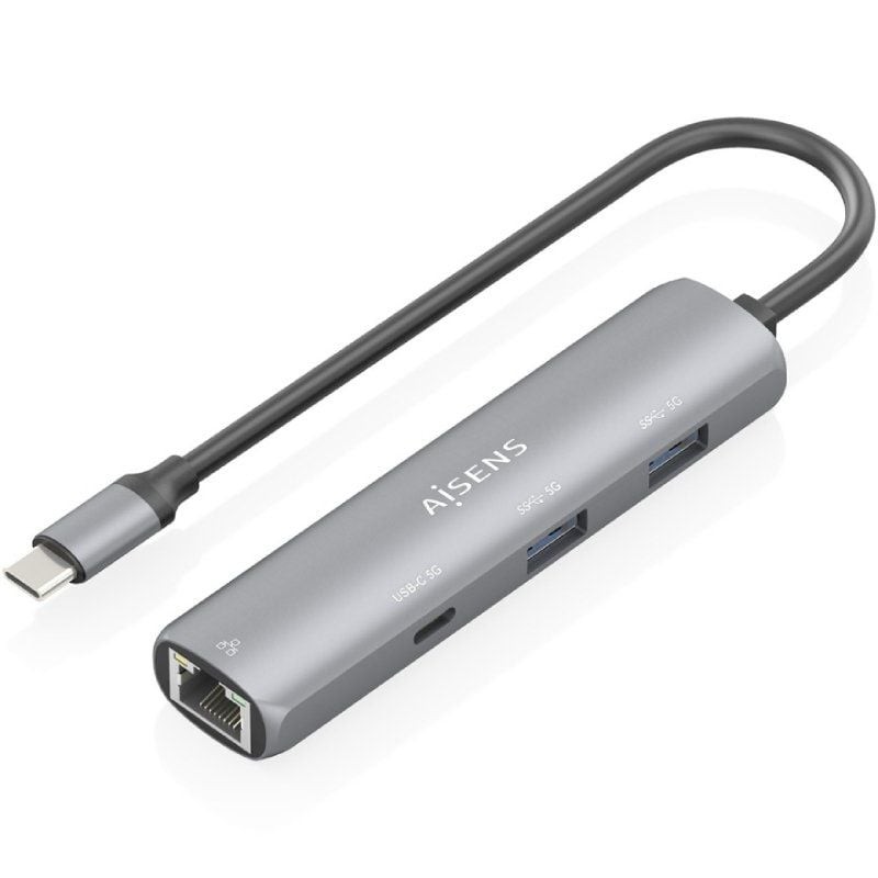 Comprar Hub USB Tipo-C Aisens ASUC-4P039-GR/ 1xUSB Tipo-C/ 2xUSB/ 1xRJ45/ Gris - Ganga Electrónica