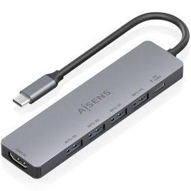 Comprar Docking USB Tipo-C Aisens ASUC-6P047-GR/ 1xHDMI 4K/ 4xUSB/ 1xUSB Tipo-C PD/ Gris - Ganga Electrónica