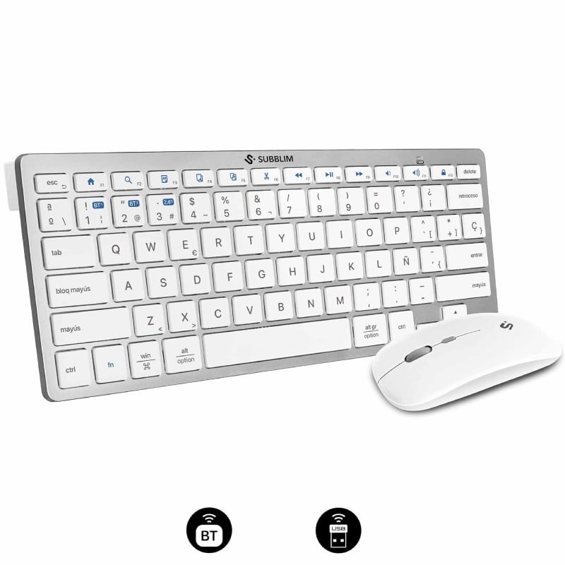 Comprar Teclado y Ratón Inalámbrico Subblim OCO015 Combo Multidispositivo Compacto PT/ Plata/ Portugués - Ganga Electrónica