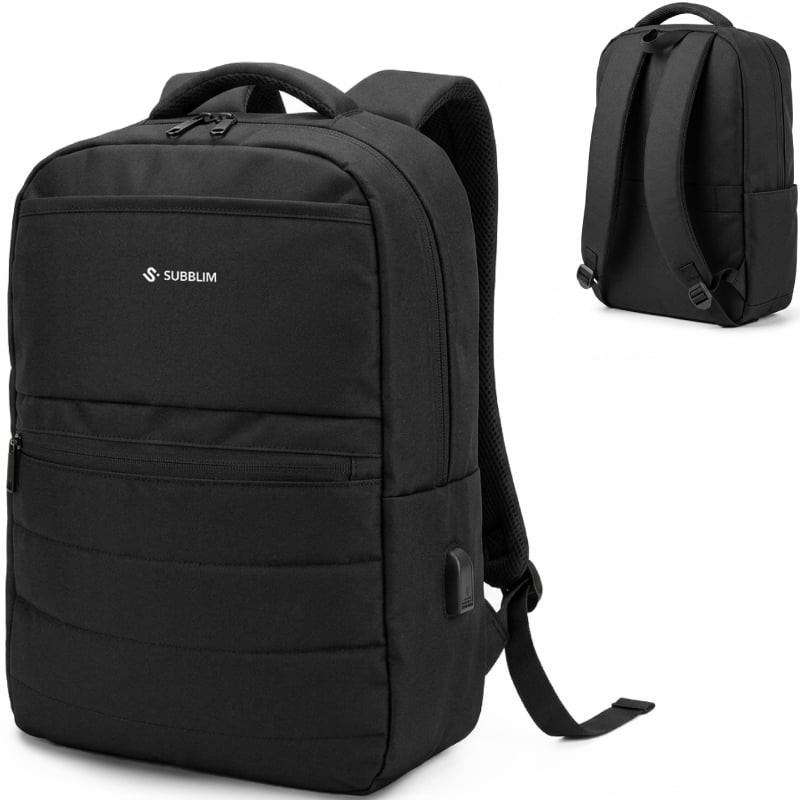 Comprar Mochila Subblim Compact Backpack 15L para Portátiles hasta 15.6'/ Repelente al agua/ Cinta para Trolley/ Negra - Ganga E