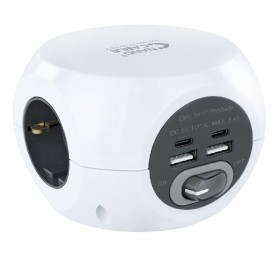 Comprar Regleta Nanocable 10.37.0001/ 3 Tomas de corriente/ 2 USB - 2 USB Tipo-C/ Cable 1.4m/ Blanca - Ganga Electrónica