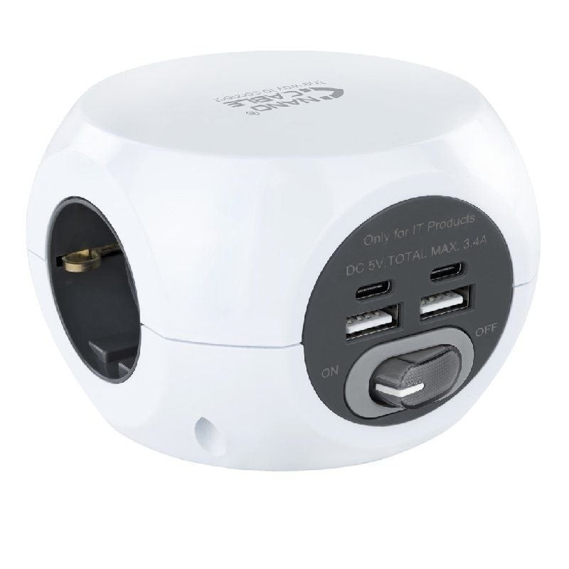 Comprar Regleta Nanocable 10.37.0001/ 3 Tomas de corriente/ 2 USB - 2 USB Tipo-C/ Cable 1.4m/ Blanca - Ganga Electrónica