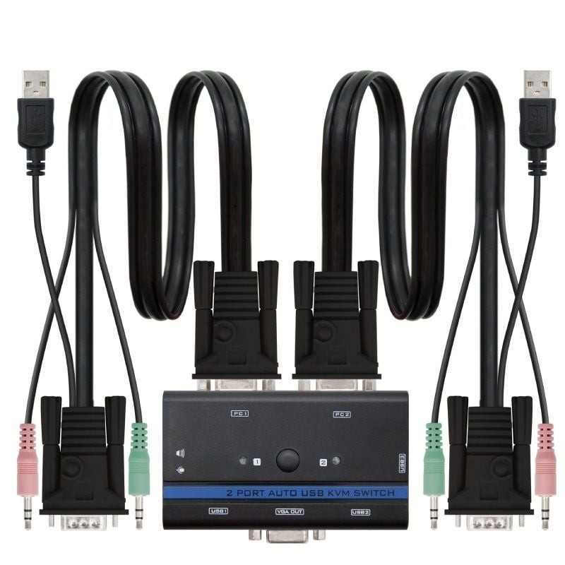 Comprar KVM Switch Nanocable 10.12.0001/ PC - Cpu: 2 VGA + 2 USB + 4 Jack 3.5 - Consola: 2 USB + VGA + 2 jack 2.5/ 1.4M - Ganga 