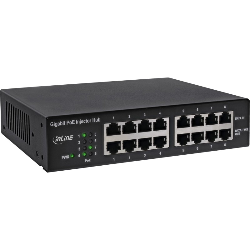 Comprar Inline Poe+ Gigabit Network Injector Hub 8 Puertos (8x Poe+), 1gbit/S, 19" (Soportes Incluidos), Metal, Sin Ventilador -