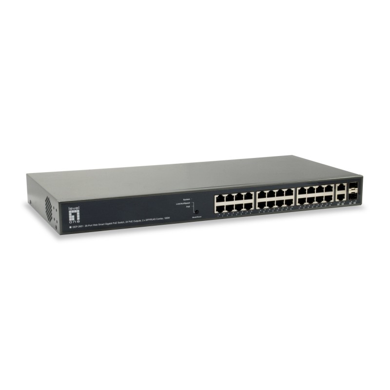 Comprar Levelone Switch 26X Ge GEP-2651 2XGSFP 185w 24XPOE+ - Ganga Electrónica