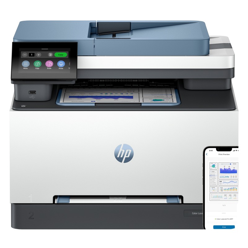 Comprar Multifunción Láser Color Hp Laserjet Pro Mfp 3302fdw Wifi Fax Dúplex Adf Blanca Y Azul - Ganga Electrónica