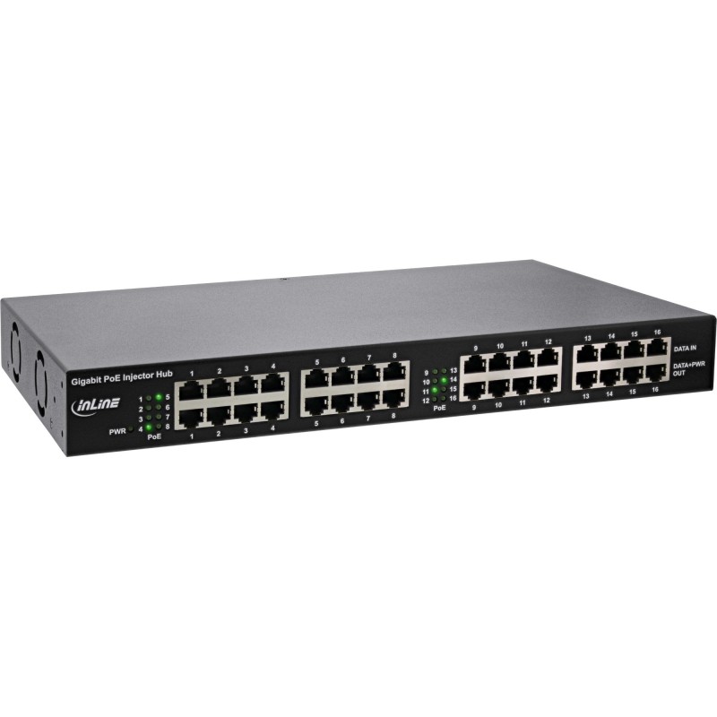 Comprar Inline Poe+ Gigabit Network Injector Hub 16 Puertos (16x Poe+), 1gbit/S, 19" (Soportes Incluidos), Metal, 2 Ventiladores