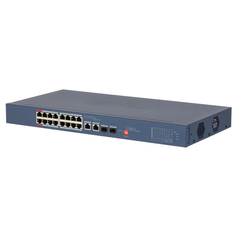 Comprar Dahua Cs4218-16et-190-V2 Switch Poe 16 Puertos 10/100 + 2 Combo Gigabit Rj45/Sfp Uplink 190w Gestionable En Cloud Layer2