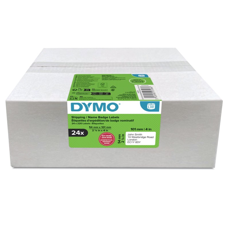Comprar Paquete Económico De Etiquetas De Envío/Etiquetas De Nombre Dymo Labelwriter Original, 54 X 101 Mm, 24 Rollos Con 220 - 