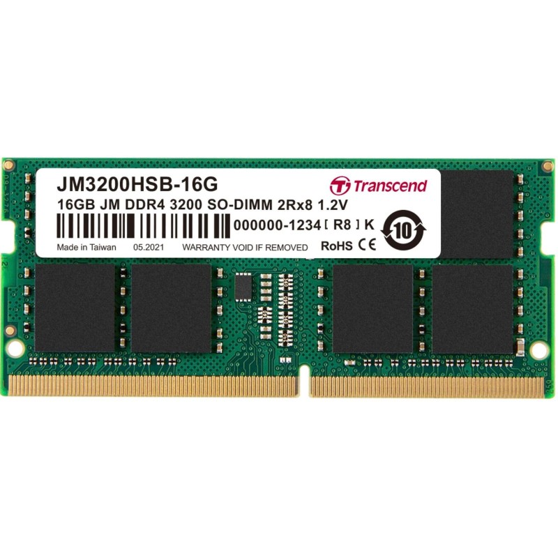 Comprar Memoria Ram Transcend 16gb Jm Ddr4 3200mhz So-Dimm 2rx8 1gx8 Cl22 1.2v - Ganga Electrónica