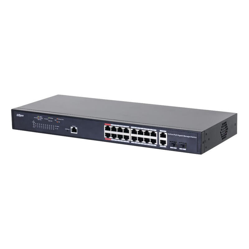 Comprar Dahua Pfs4218-16gt-130 Switch Poe 2.0 16 Puertos Gigabit + 2 Combo Gigabit Rj45/Sfp Uplink 230w Manejable Layer2 - Ganga