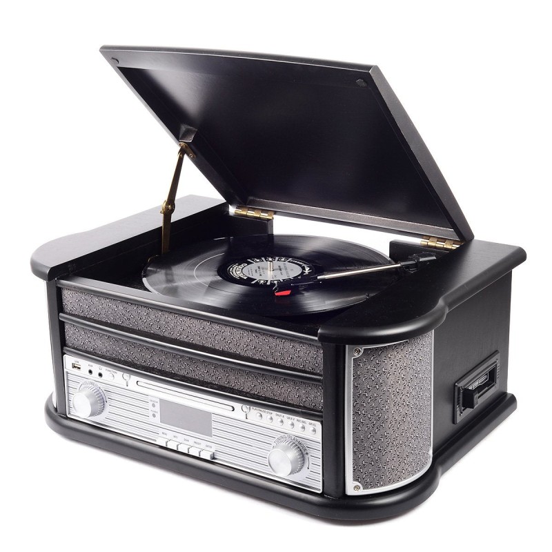 Comprar Tocadiscos Denver Mrd-51 Black, Automático, Negro, Madera, 33 1/3,45,78 Rpm, Giratorio, Dab,Fm - Ganga Electrónica
