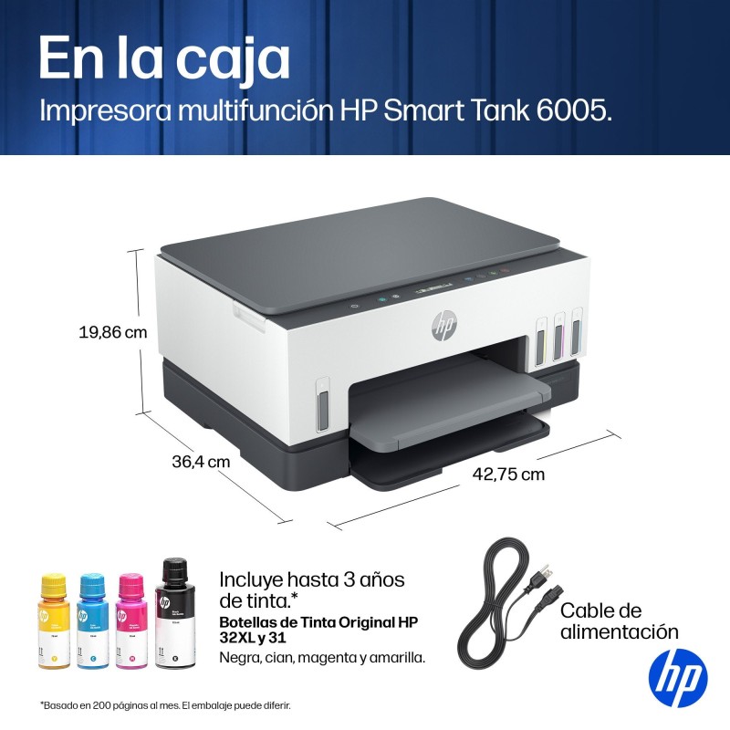 Comprar Impresora Multifuncion Hp Smart Tank 6005 Inalámbrico All-In-One Color , Fotocopiadora, Escáner - Ganga Electrónica