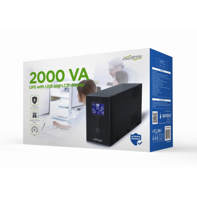 Comprar Energenie Sai Gembird Con Usb Y Display Lcd 2000 Va Negro - Ganga Electrónica