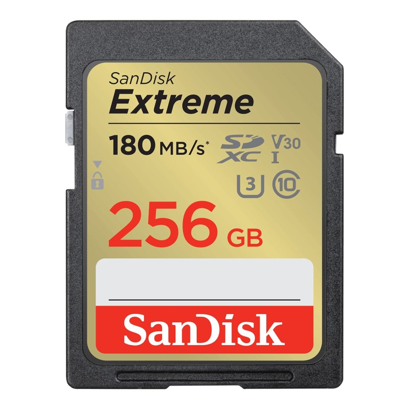 SanDisk Extreme SDXC UHS-I 256GB 180MB/s (SDSDXVV-256G-GNCIN) | Ganga Electrónica