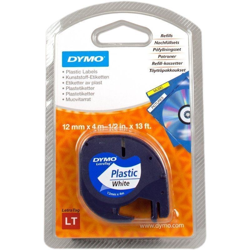 Comprar Cinta Rotuladora Adhesiva de Plástico DYMO 91221/ para Letratag/ 12mm x 4M/ Negra-Blanca - Ganga Electrónica