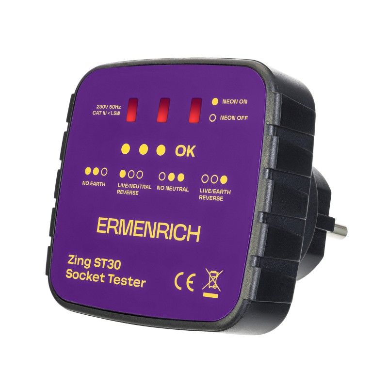 Comprar Comprobador de enchufes Ermenrich Zing ST30 - Ganga Electrónica