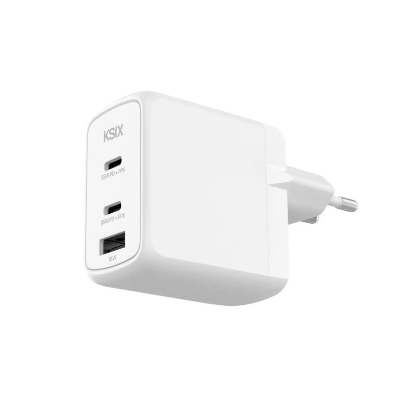 Comprar KSIX BCD65GANACCB Blanco - Cargador de red eléctrica 2 x USB-C + 1 x USB-A 65W - Ganga Electrónica