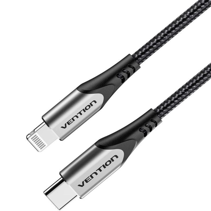 Comprar Cable USB 2.0 Tipo-C Lightning Vention TACHH/ USB Tipo-C Macho - Lightning Macho/ 480Mbps/ 2m/ Gris y Negro - Ganga Elec